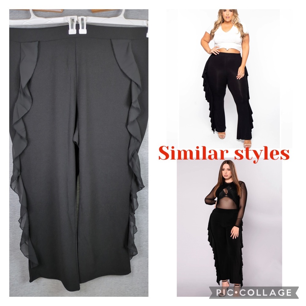 Guillaume Ruffle Trim Wide Leg Pants